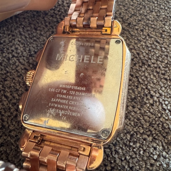 Michele Deco Diamond Chronograph Watch Rose Gold | 0.66 CTW | 18mm| 7” - Picture 9 of 16